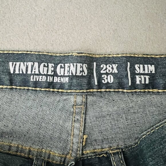 NWT Vintage Genes Men's Slim Fit Jeans Sz 28x30 Slim Leg Dark Blue Stretch Denim - Picture 7 of 14